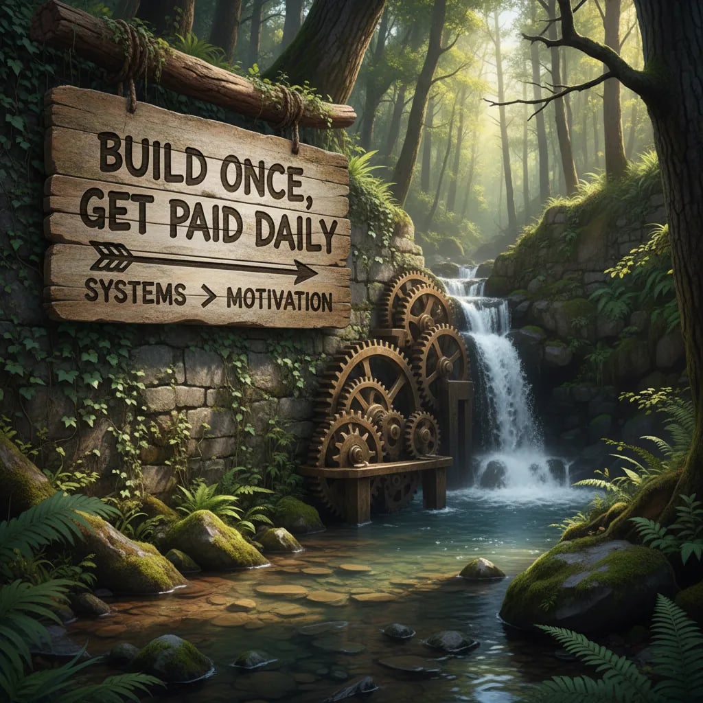 Build Once, Get Paid Daily: Systems > Motivation Cover