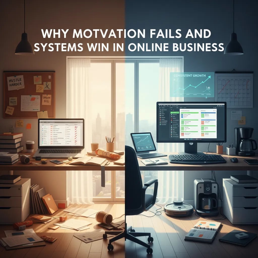 Why Motivation Fails and Systems Win in Online Business Cover